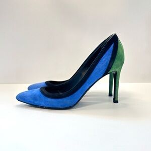 Gucci Tricolor Suede Pointed Toe Pumps – Size 36.5